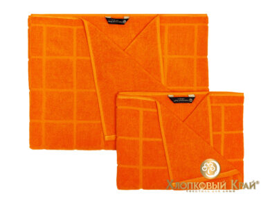 полотенца махровые Клетка оранж, фото 3