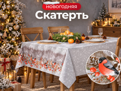 Скатерть СНЕГИРИ и РЯБИНА